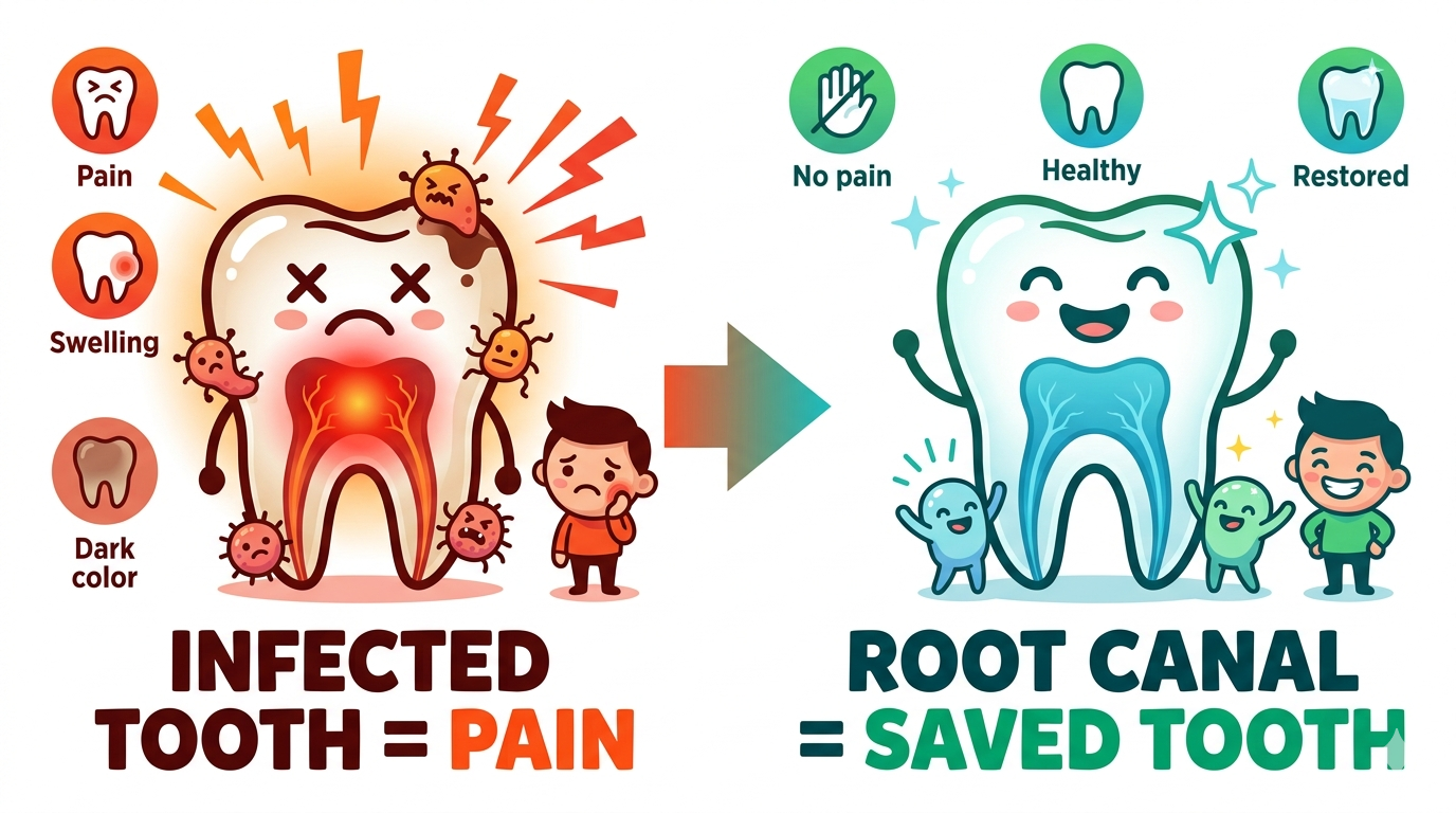 Root canal treatment transforms infected painful teeth into healthy restored teeth, relieving pain and saving your natural smile